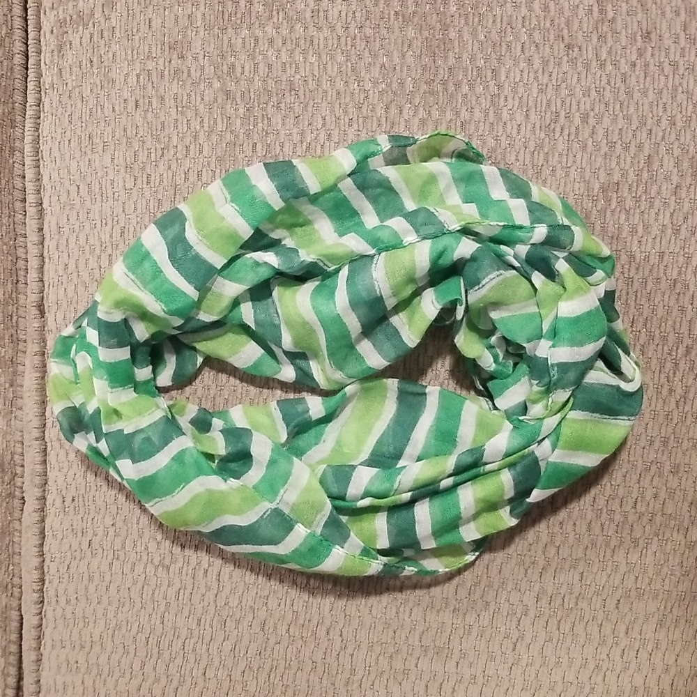 Striped Green Infinity Scarf
